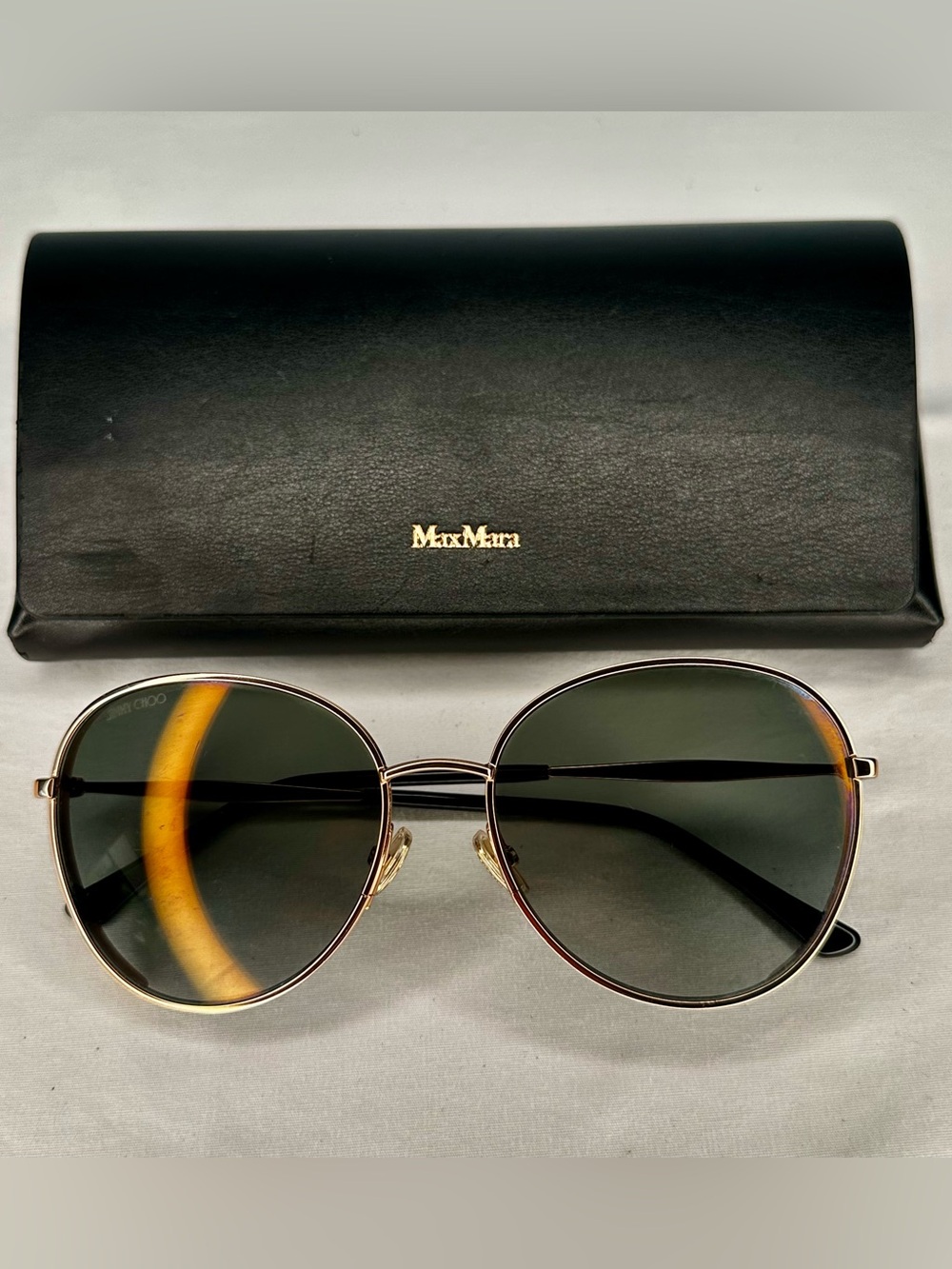 Jimmy Choo Oval Feline Stardust Rose Gold with Gradient Lenses Sunglasses